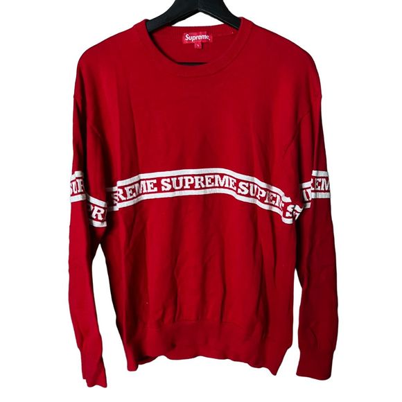 Supreme Knit Logo Stripe Crewneck Large - Picture 1 of 5